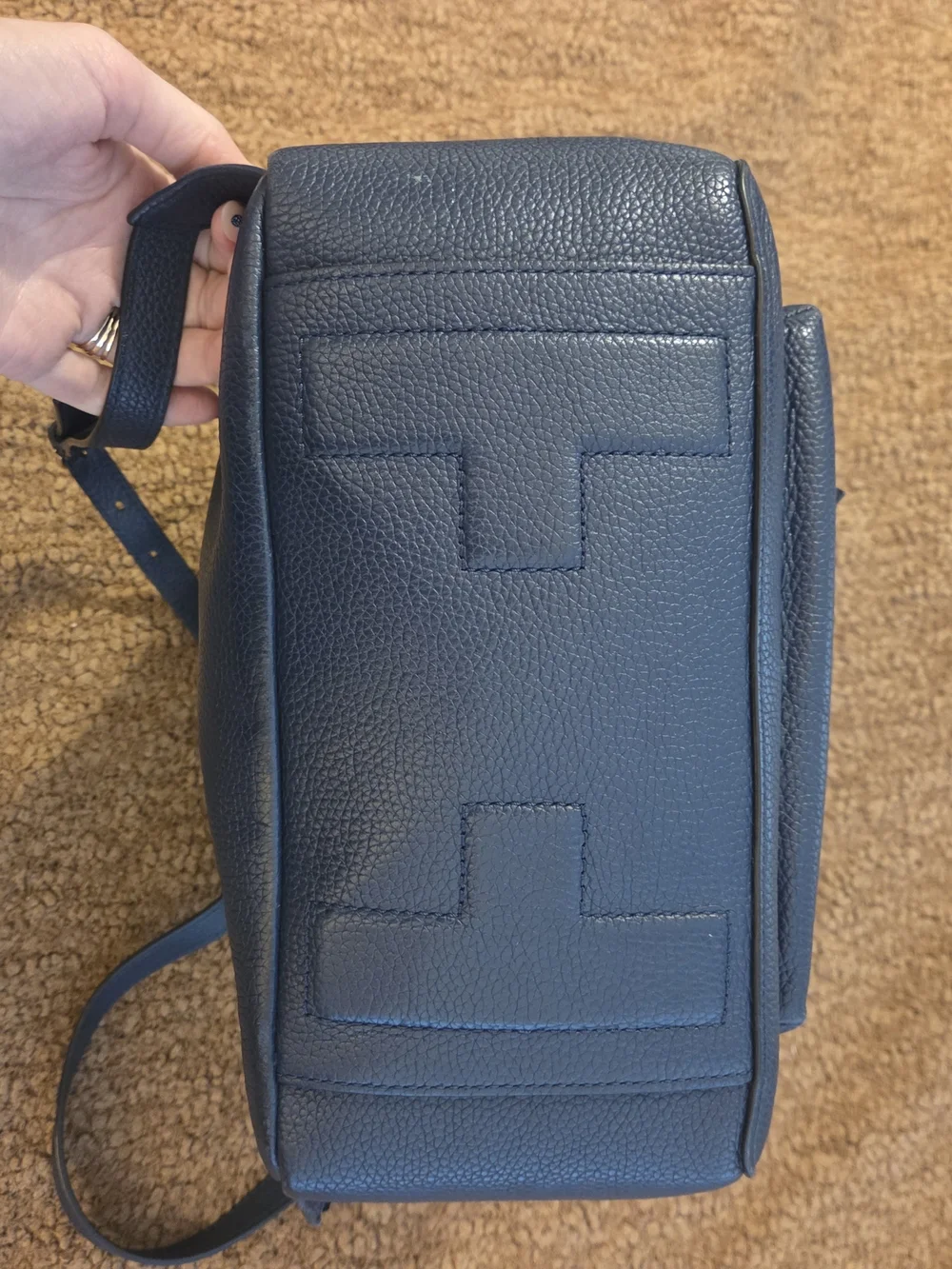 Tory Burch Navy Pebbled Leather Backpack